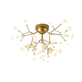 Dining Room Gold Dandelion Glass Semi-Flush Mount Light Image - 9