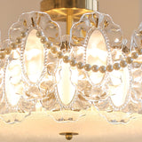 Dining Room Gold Glass Drum Semi-Flush Mount Light Image - 11