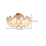 Dining Room Gold Glass Drum Semi-Flush Mount Light Image - 14