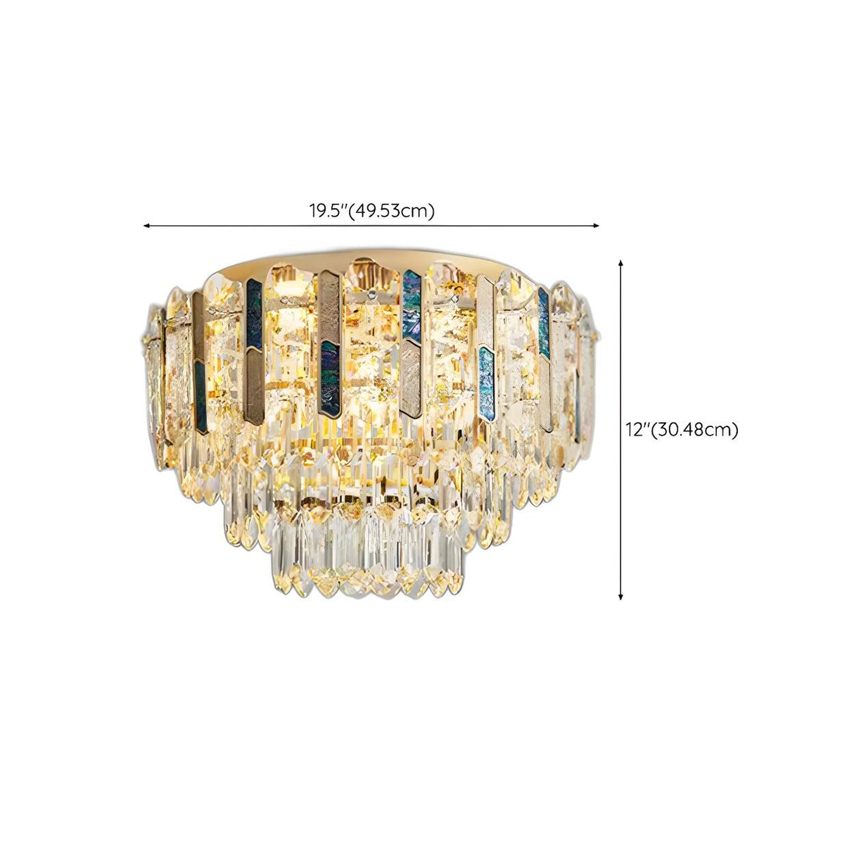 Dining Room Gold Multi-Tiered Crystal Flush Mount Light 