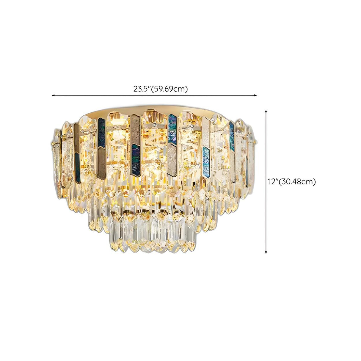 Dining Room Gold Multi-Tiered Crystal Flush Mount Light Image - 12