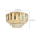 Dining Room Gold Multi-Tiered Crystal Flush Mount Light Image - 12