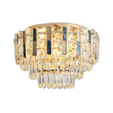 Dining Room Gold Multi-Tiered Crystal Flush Mount Light Image - 7