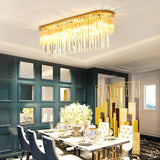 Dining Room Golden Icicle Crystal Flush Mount Light Image - 2