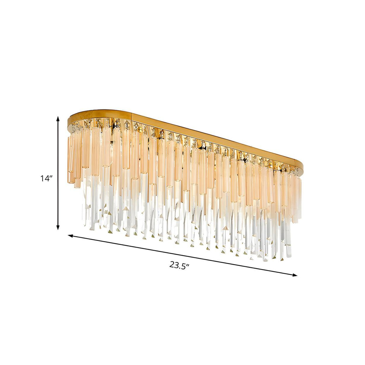 Dining Room Golden Icicle Crystal Flush Mount Light 