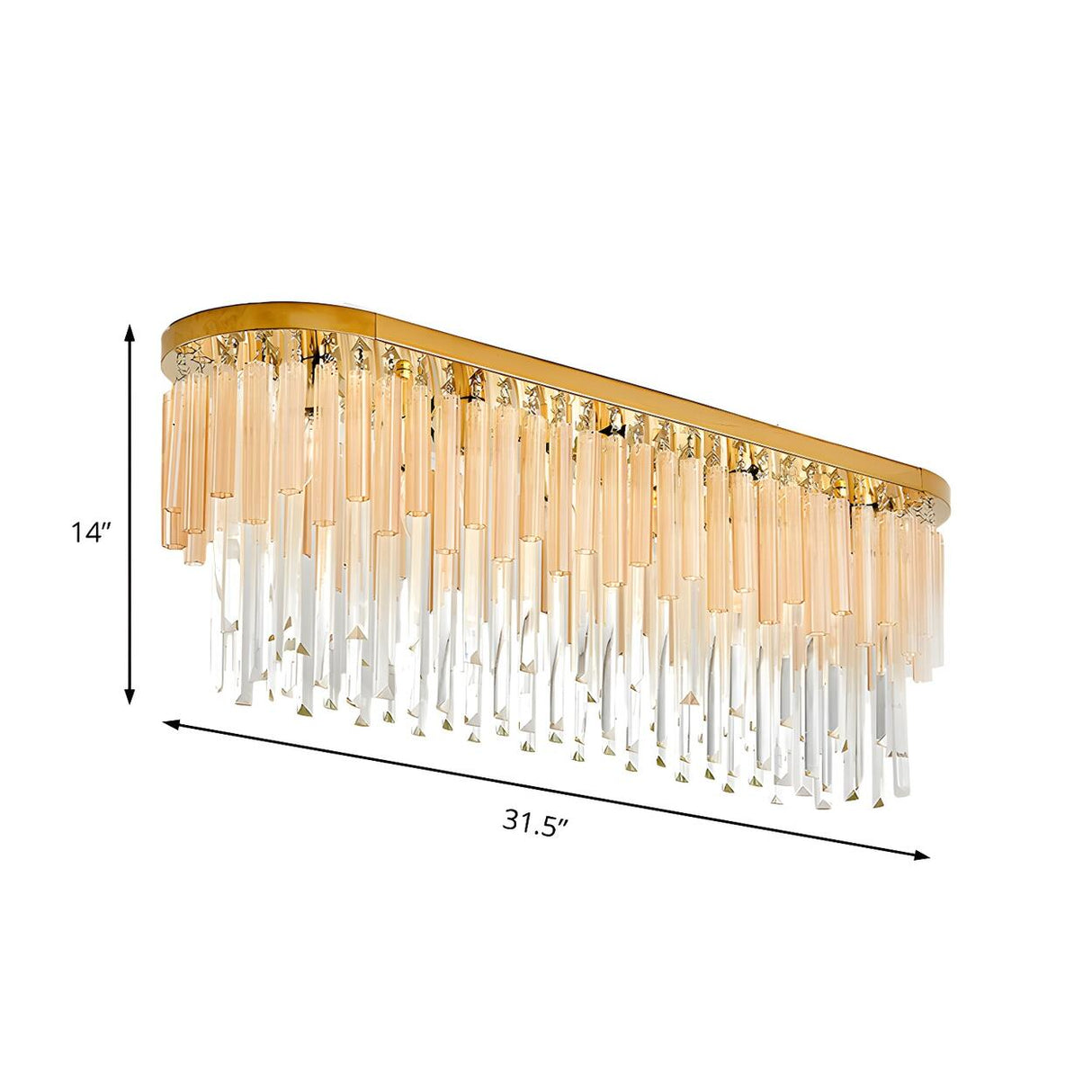 Dining Room Golden Icicle Crystal Flush Mount Light Image - 5