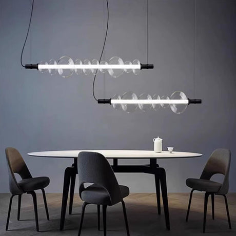 Dining Room Linear Bubble Glass Island Pendant Light Image - 1