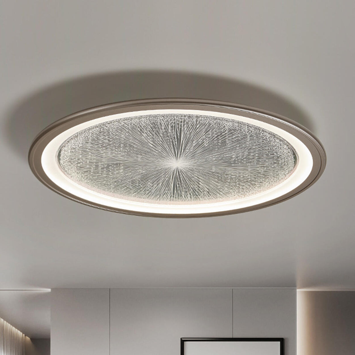 Dining Room Metal LED Circle Flush Mount Ceiling Light Image - 2