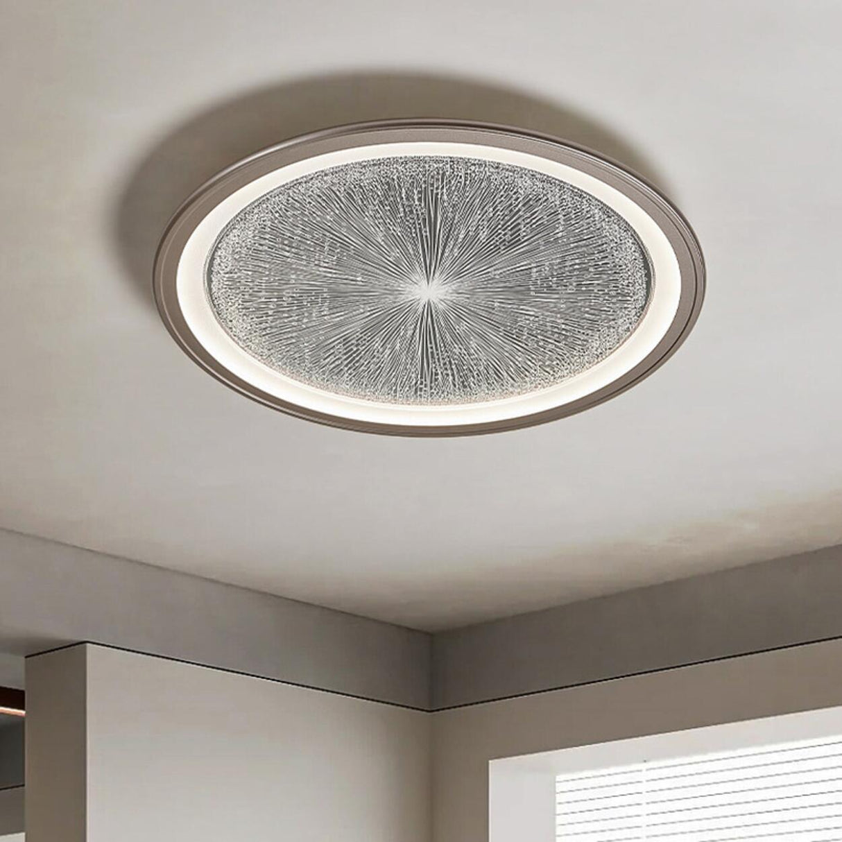 Dining Room Metal LED Circle Flush Mount Ceiling Light Image - 3