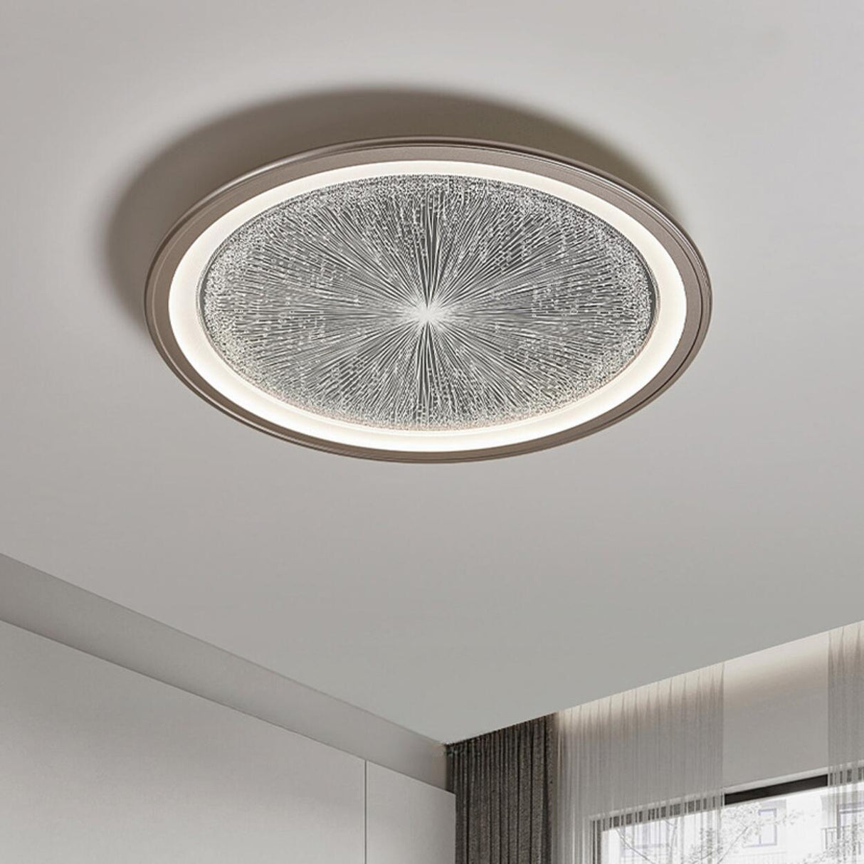 Dining Room Metal LED Circle Flush Mount Ceiling Light Image - 4