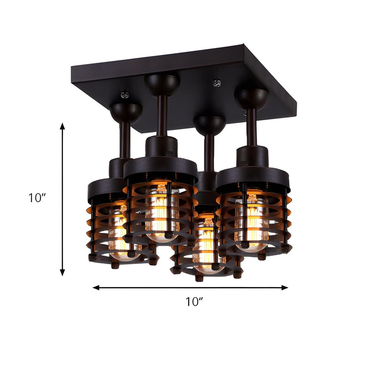 Dining Room Mini Black Caged Flush Mount Light 4-Light Image - 4