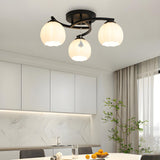 Dining Room Nordic Ball Semi-Flush Mount Light 3-Light Image - 1