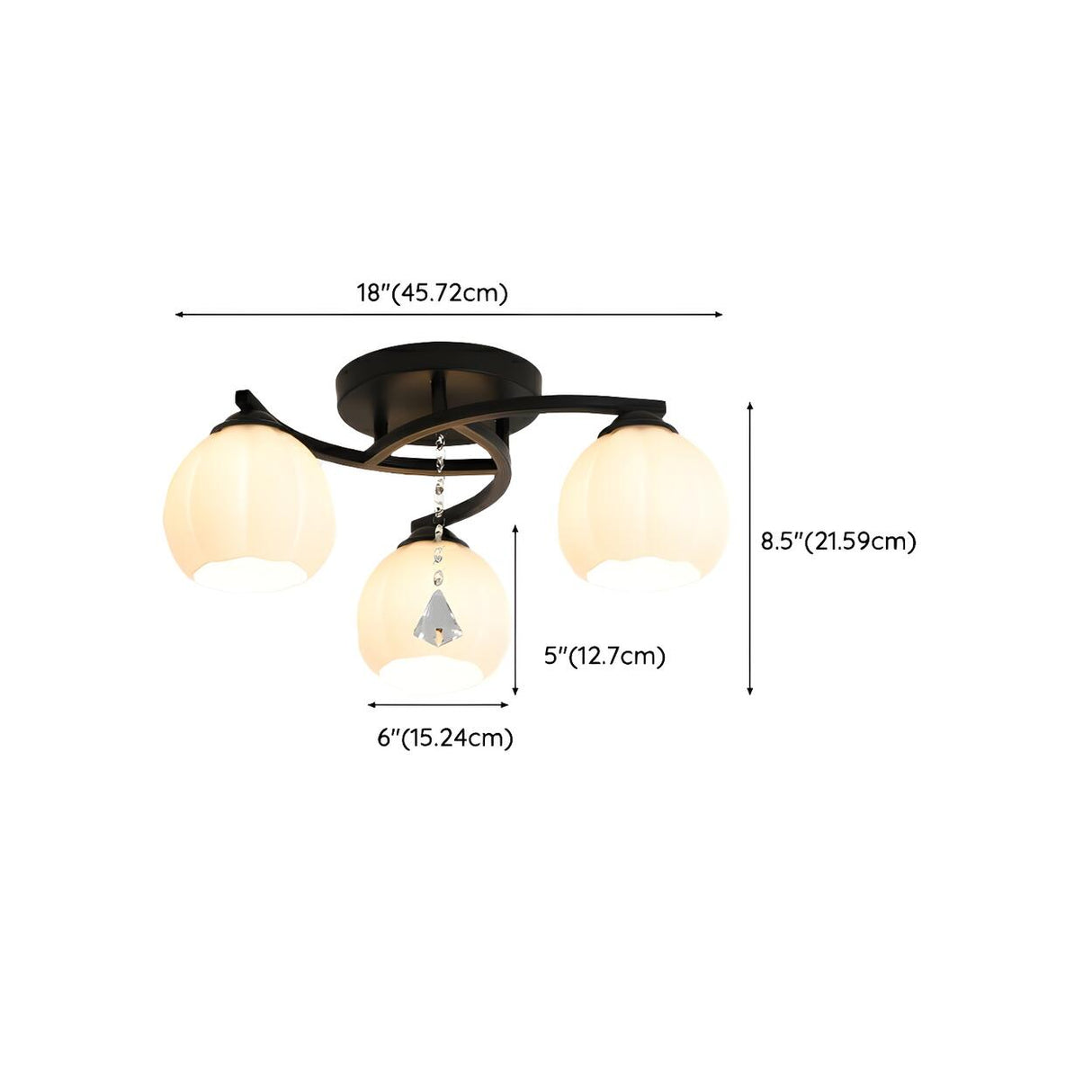 Dining Room Nordic Ball Semi-Flush Mount Light 3-Light Image - 16