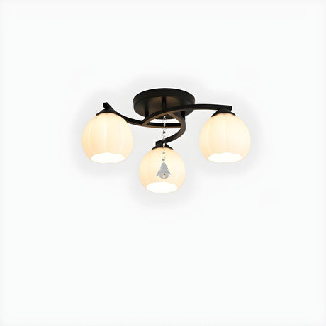 Dining Room Nordic Ball Semi-Flush Mount Light 3-Light Image - 2