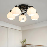 Dining Room Nordic Ball Semi-Flush Mount Light 3-Light Image - 4