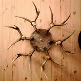 Dining Room Rustic Large Brown Antler Flush Mount Light Image - 1