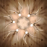 Dining Room Rustic Large Brown Antler Flush Mount Light Image - 2