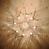 Dining Room Rustic Large Brown Antler Flush Mount Light Image - 5