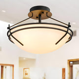 Dining Room Small Glass Bowl Semi-Flush Mount Light Image - 14