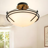 Dining Room Small Glass Bowl Semi-Flush Mount Light Image - 15