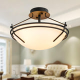 Dining Room Small Glass Bowl Semi-Flush Mount Light Image - 2