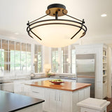 Dining Room Small Glass Bowl Semi-Flush Mount Light Image - 3