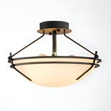 Dining Room Small Glass Bowl Semi-Flush Mount Light Image - 6