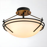 Dining Room Small Glass Bowl Semi-Flush Mount Light Image - 7