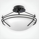 Dining Room Small Glass Bowl Semi-Flush Mount Light Image - 9