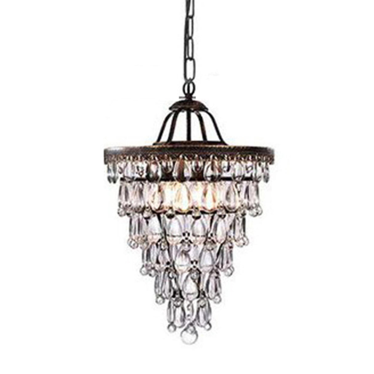 Dining Room Vintage Cone Crystal Pendant Chandelier Image - 5