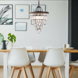 Dining Room Vintage Cone Crystal Pendant Chandelier Image - 7