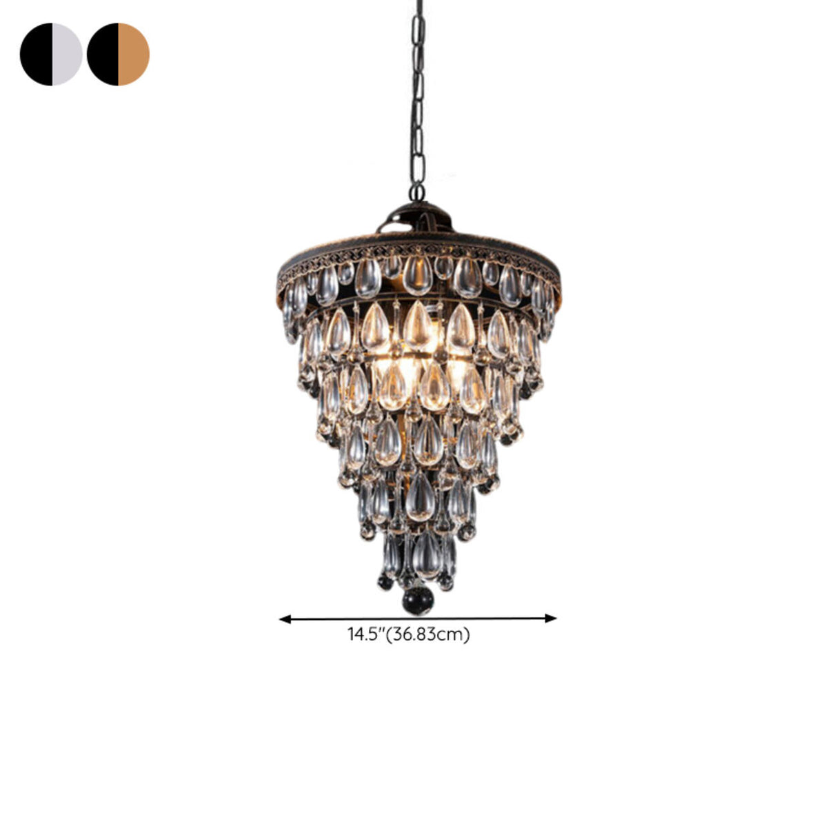 Dining Room Vintage Cone Crystal Pendant Chandelier 