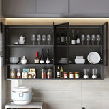 Dining Room Wall-Mount Grey Wooden China Cabinets Image - 8