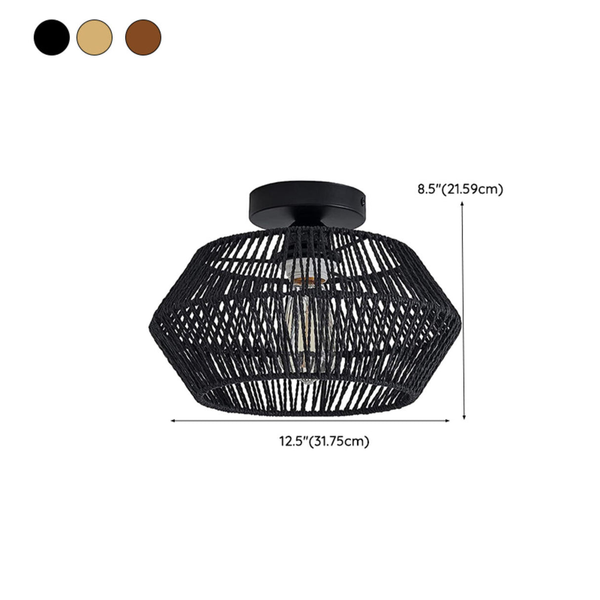 Dining Room Woven Rope Mini Semi-Flush Mount Light 