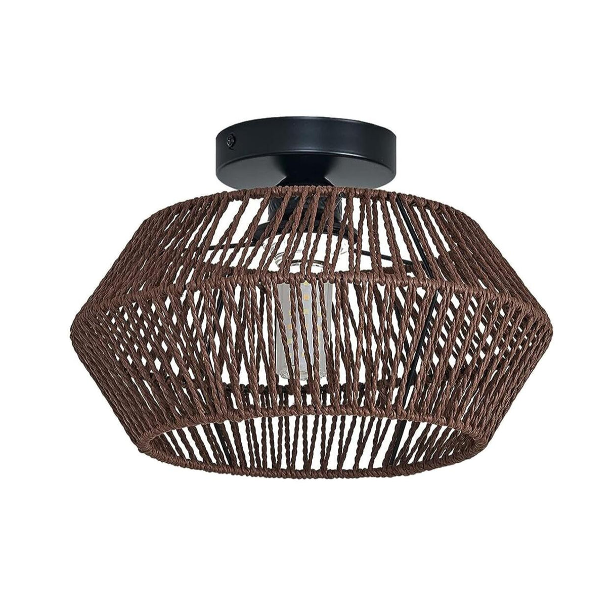 Dining Room Woven Rope Mini Semi-Flush Mount Light Image - 7