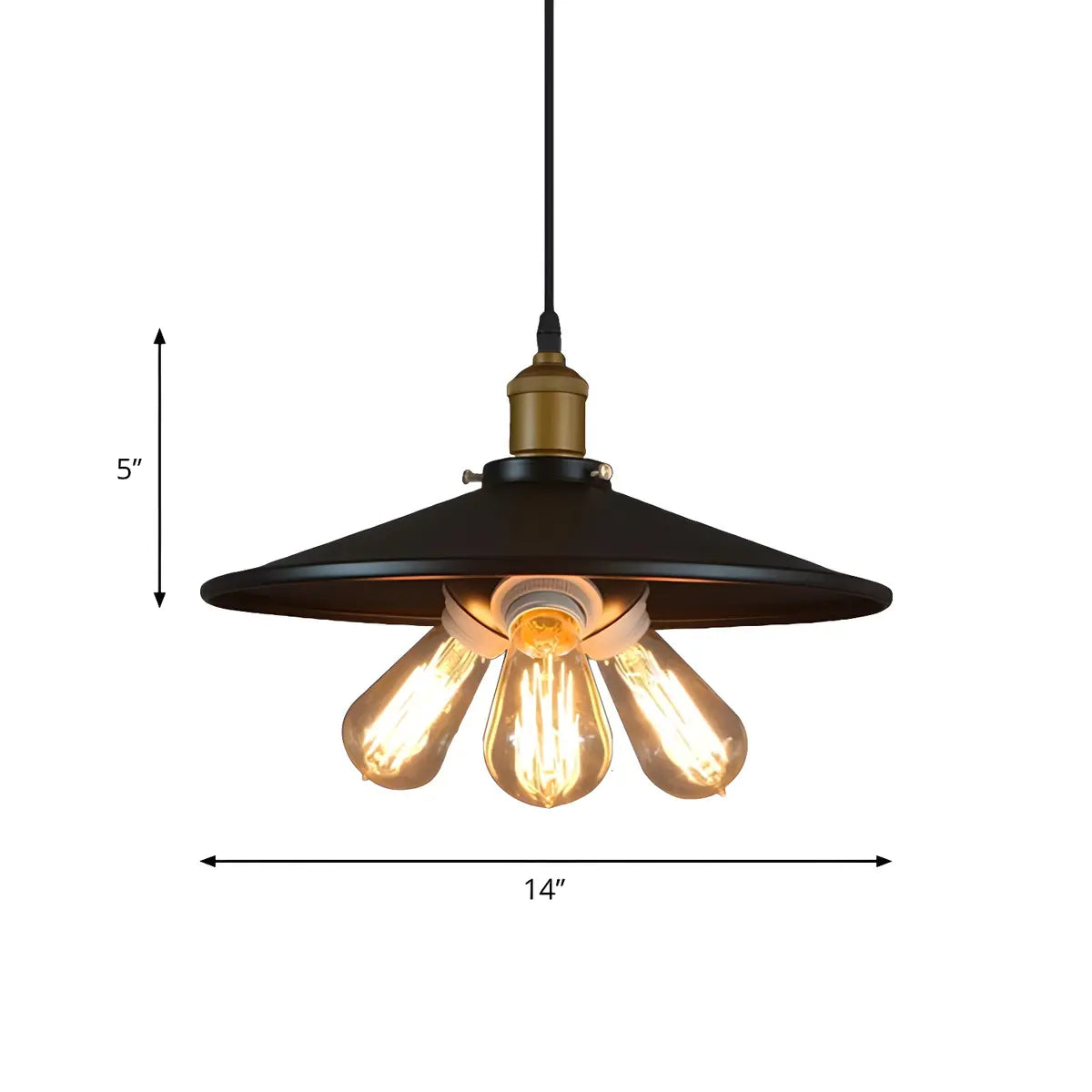 Disc Metal Black 3-Light Mini Edison Bulb Chandelier 