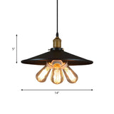 Disc Metal Black 3-Light Mini Edison Bulb Chandelier #size