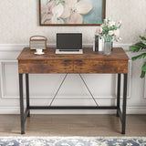 Distressed Wood Drawers H-Shape Small Writing Desk Image - 1