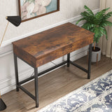 Distressed Wood Drawers H-Shape Small Writing Desk Image - 12