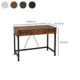 Distressed Wood Drawers H-Shape Small Writing Desk #size