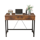 Distressed Wood Drawers H-Shape Small Writing Desk Image - 5