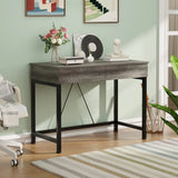 Distressed Wood Drawers H-Shape Small Writing Desk Image - 6