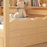 Dollhouse Pine Wood Kids Bed with Pull-Out Storage Image - 11