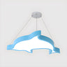 Dolphin Acrylic Kids Room LED Green Medium Chandelier Image - 4