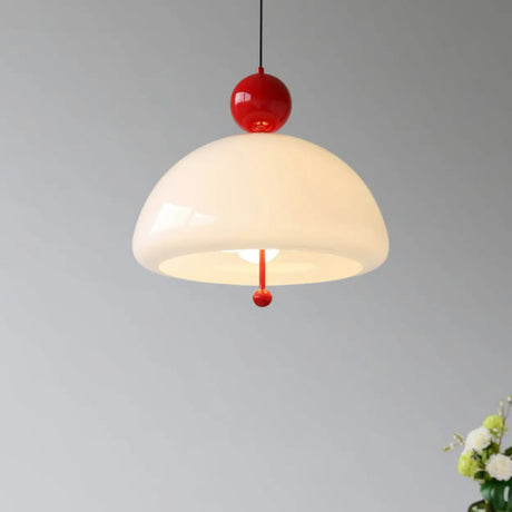 Dome Glass Red Ball White Modern Chandeliers Dining Room Image - 1