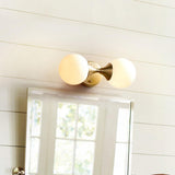 Double Globe Gold Wall Sconce Vanity Light Image - 3