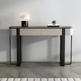 Double Pedestal Black Storage Console Table with Drawers Image - 1