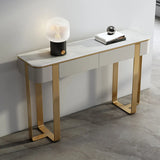 Double Pedestal Black Storage Console Table with Drawers Image - 5