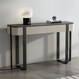 Double Pedestal Black Storage Console Table with Drawers Image - 6