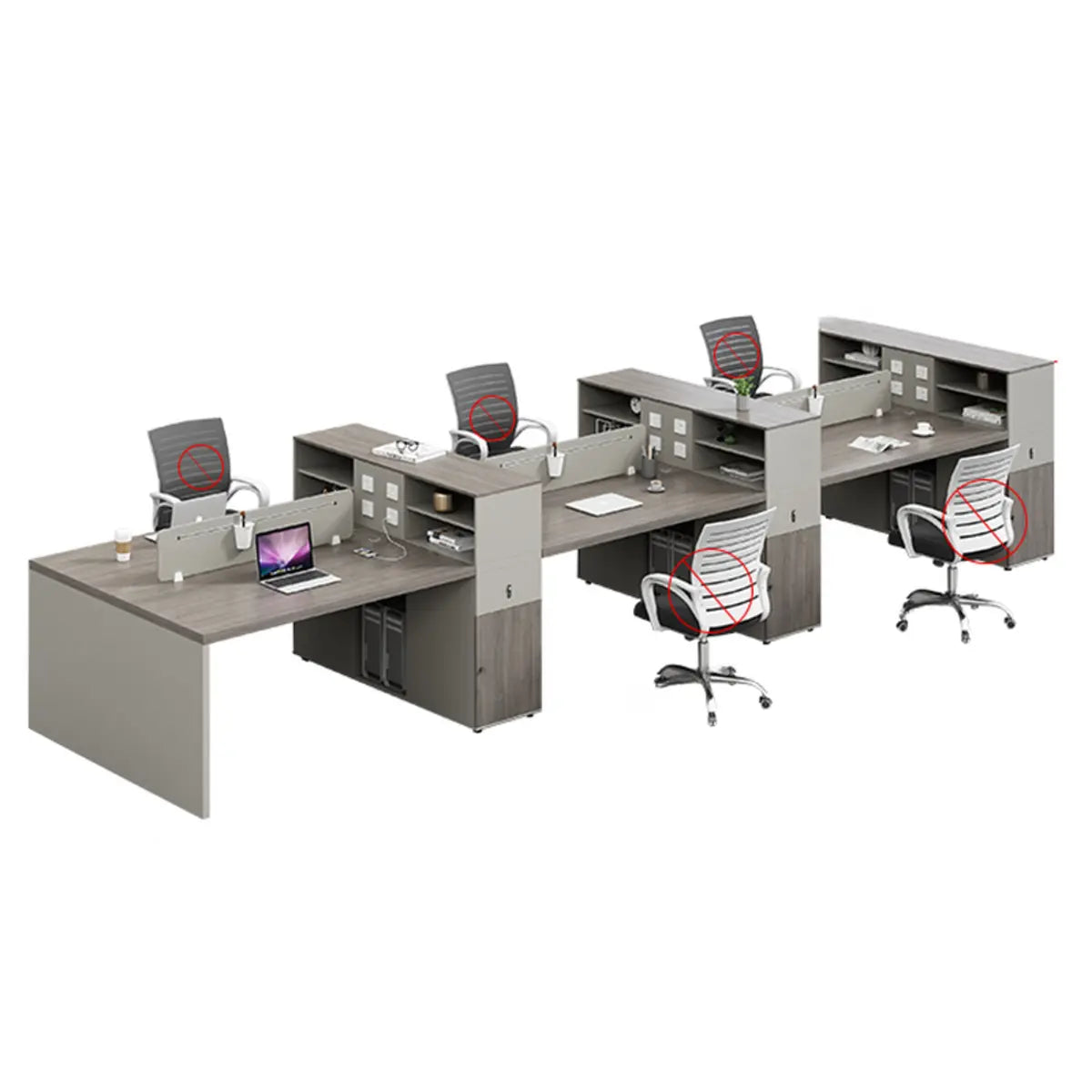 Double Pedestal Gray Wood Office Furniture Set with Storage Image - 13